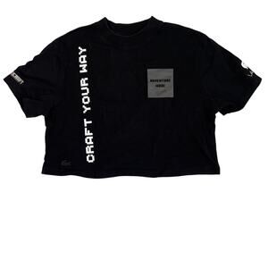 Lacoste x Minecraft T Shirt Womens Size Small Black Oversized Graphic Gamer Tee